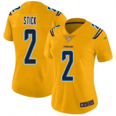 Los Angeles Chargers NFL Football Easton Stick Gold Jersey Women Limited #2 Inverted Legend->women nfl jersey->Women Jersey